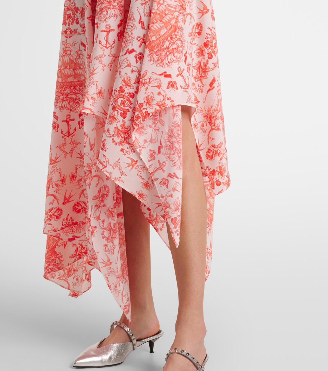 Printed silk crêpe midi dress | McQueen