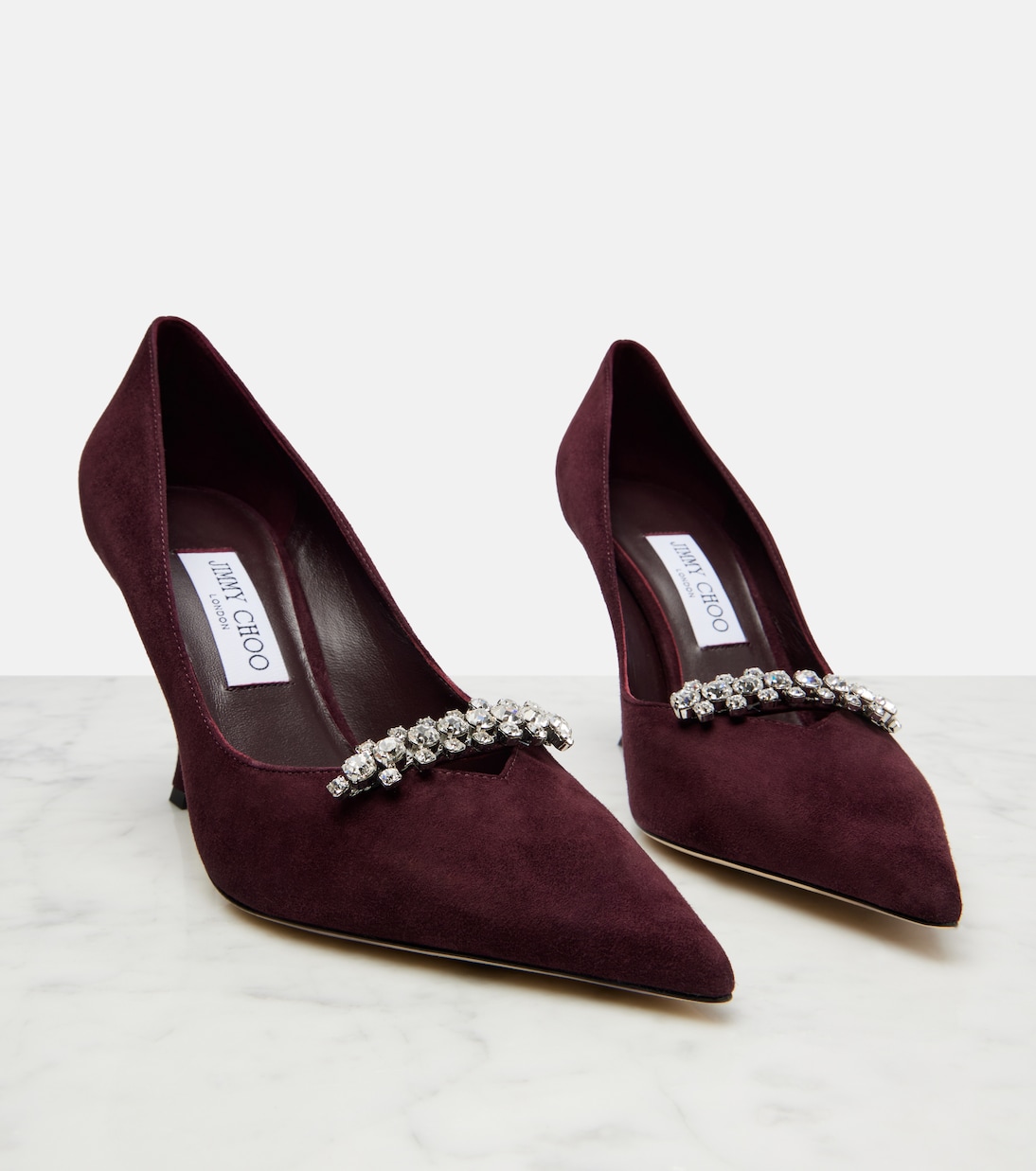 Belinda 90 crystal-embellished suede pumps | Jimmy Choo