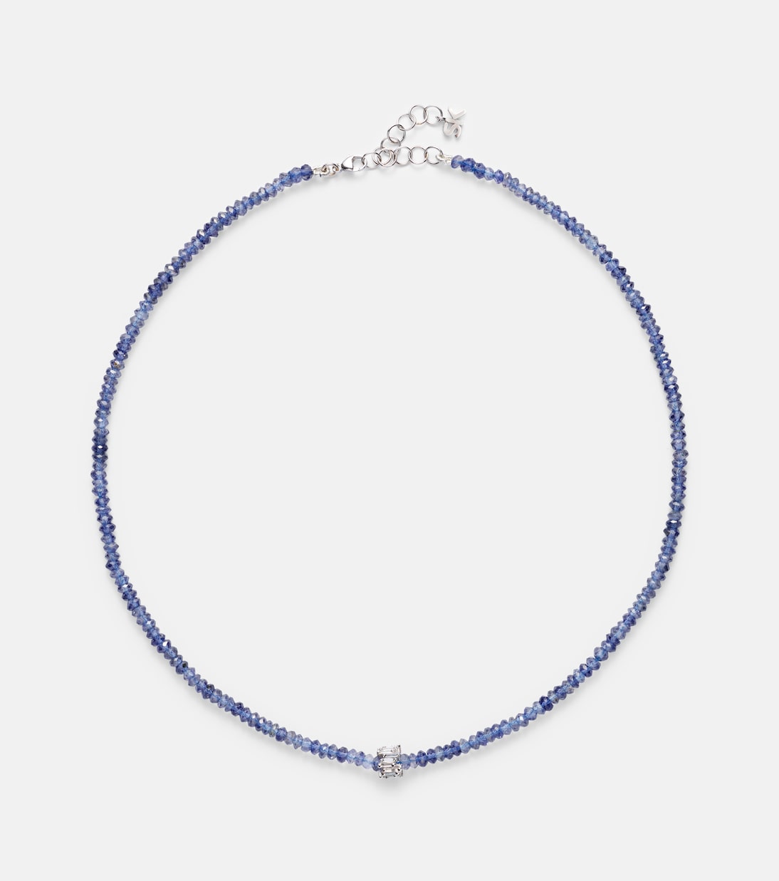 18kt white gold beaded necklace with sapphires and diamonds | Suzanne Kalan