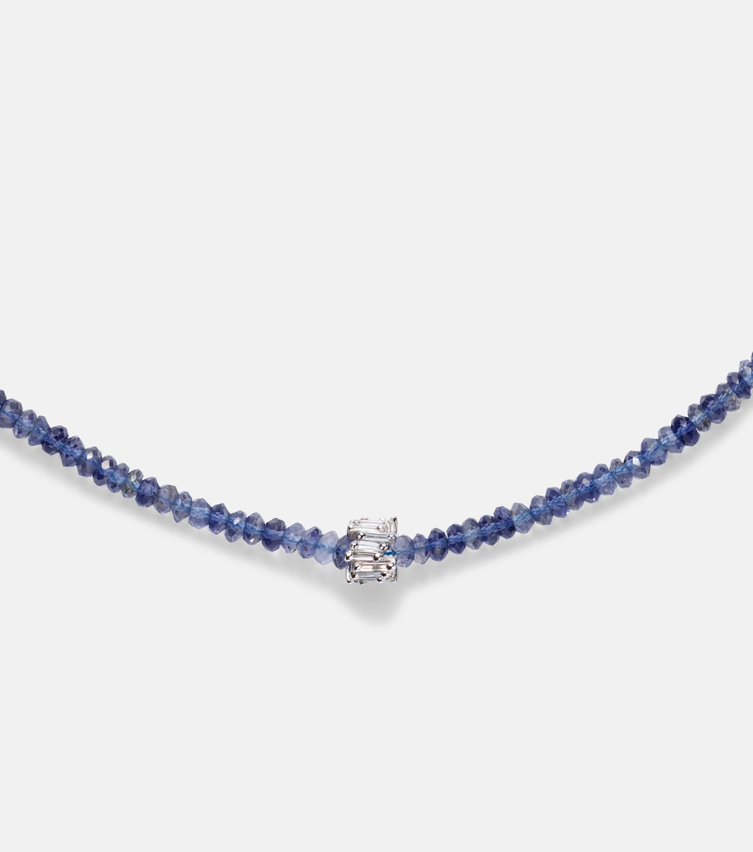 18kt white gold beaded necklace with sapphires and diamonds | Suzanne Kalan