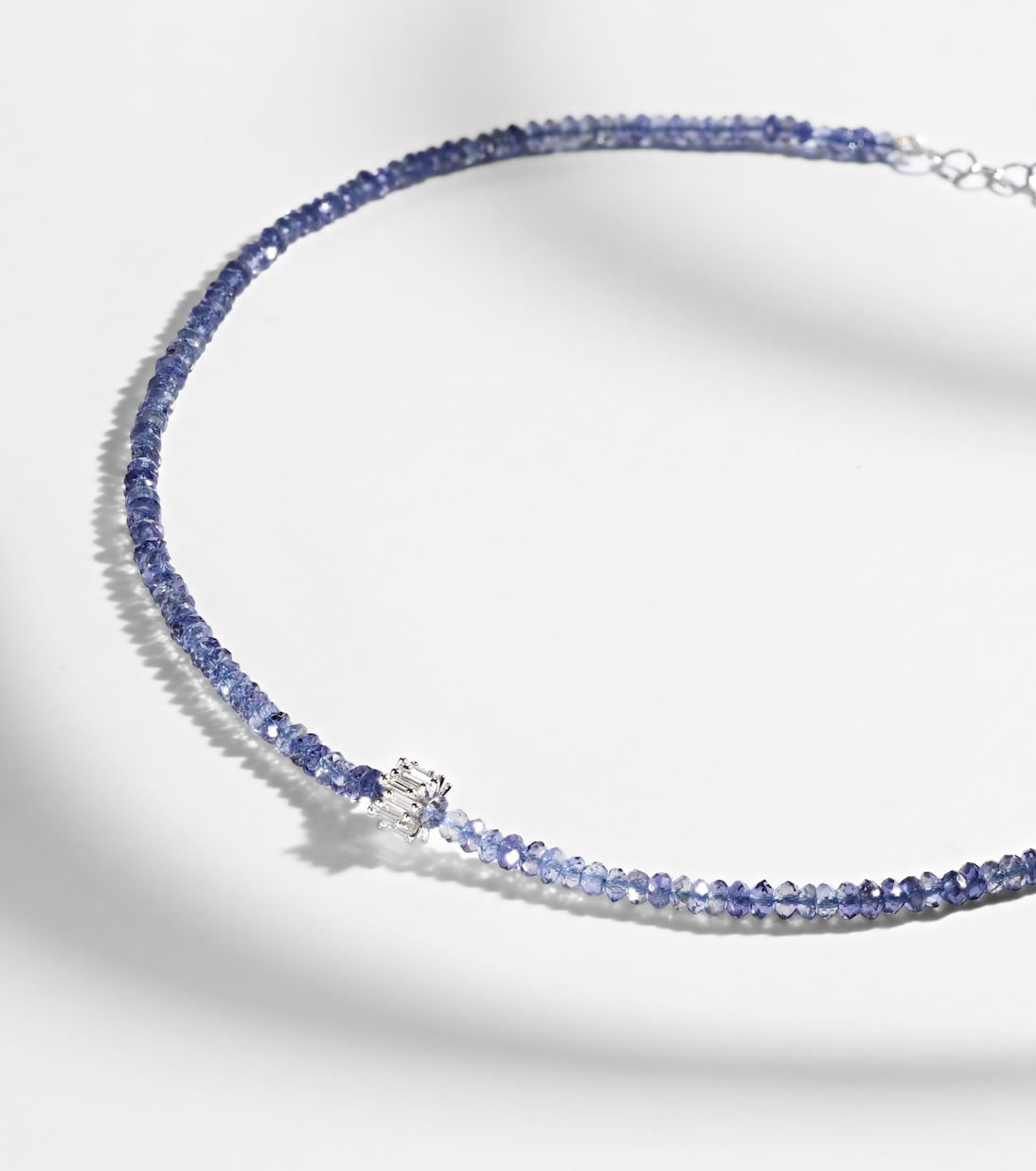18kt white gold beaded necklace with sapphires and diamonds | Suzanne Kalan