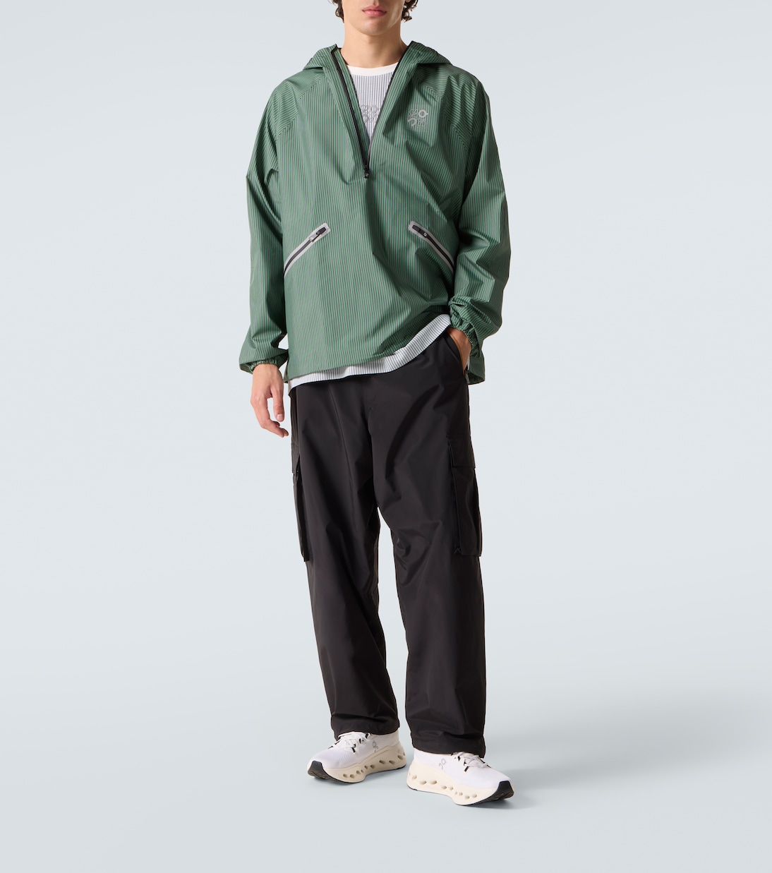 x On striped technical jacket  | Loewe
