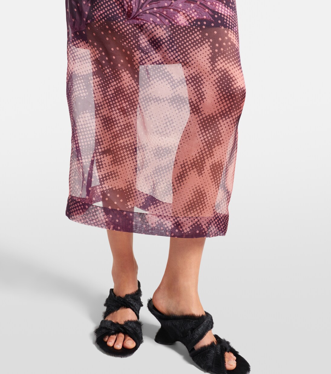 Layered printed silk-blend midi skirt | Dries Van Noten