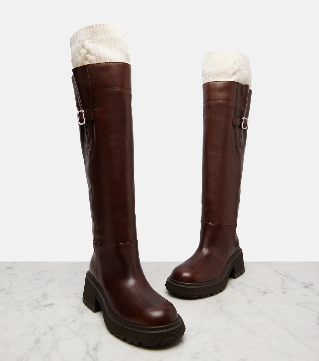 Tamsin wool and leather knee-high boots  | Jimmy Choo