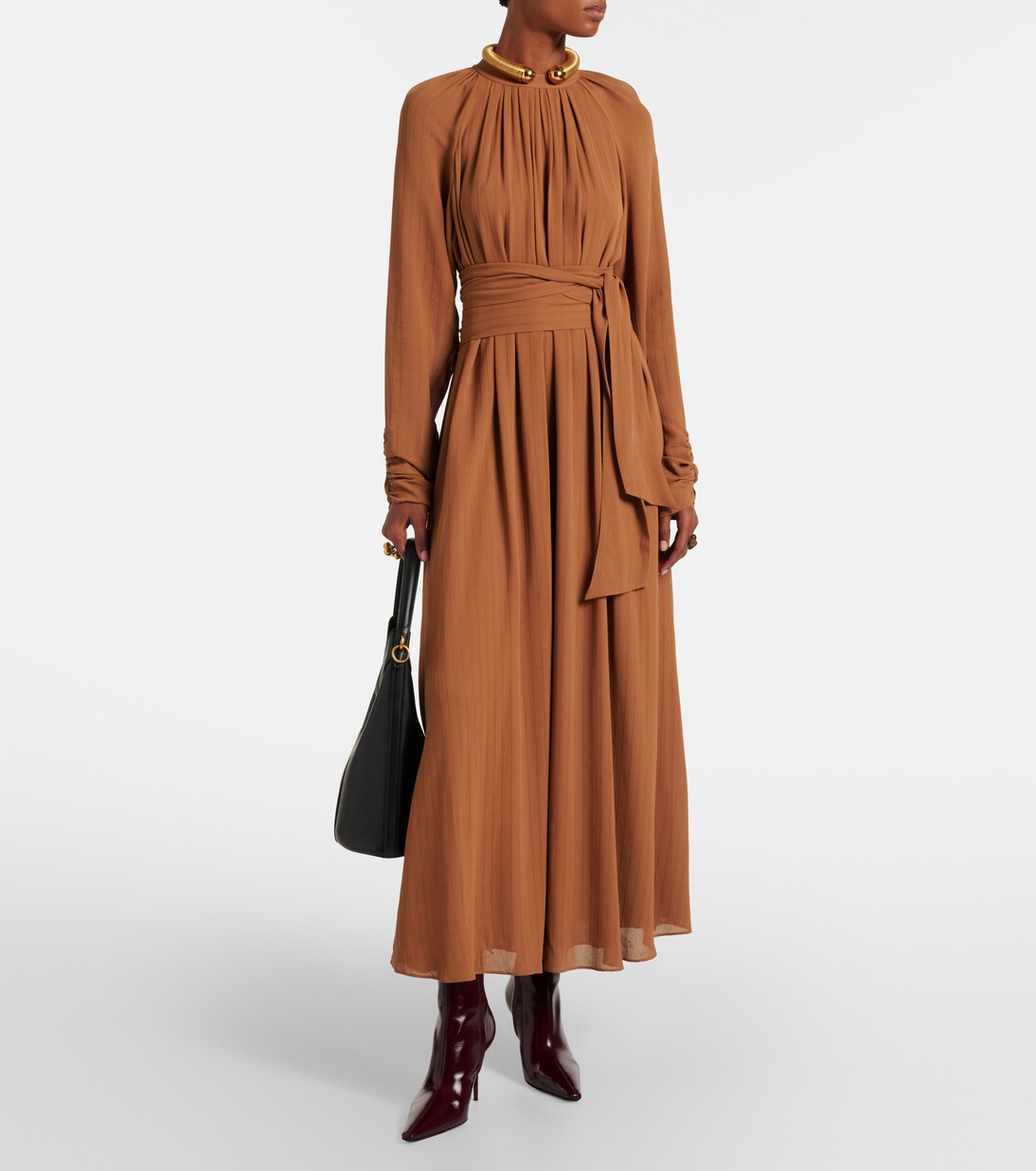 Pinky belted draped maxi dress | Joseph