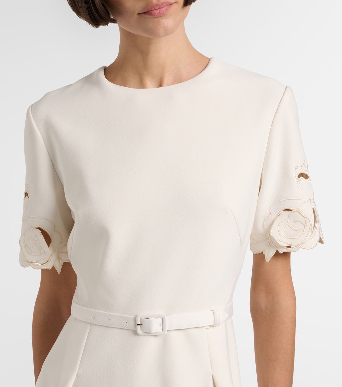 Aurelie belted floral-appliqué minidress | Leo Lin