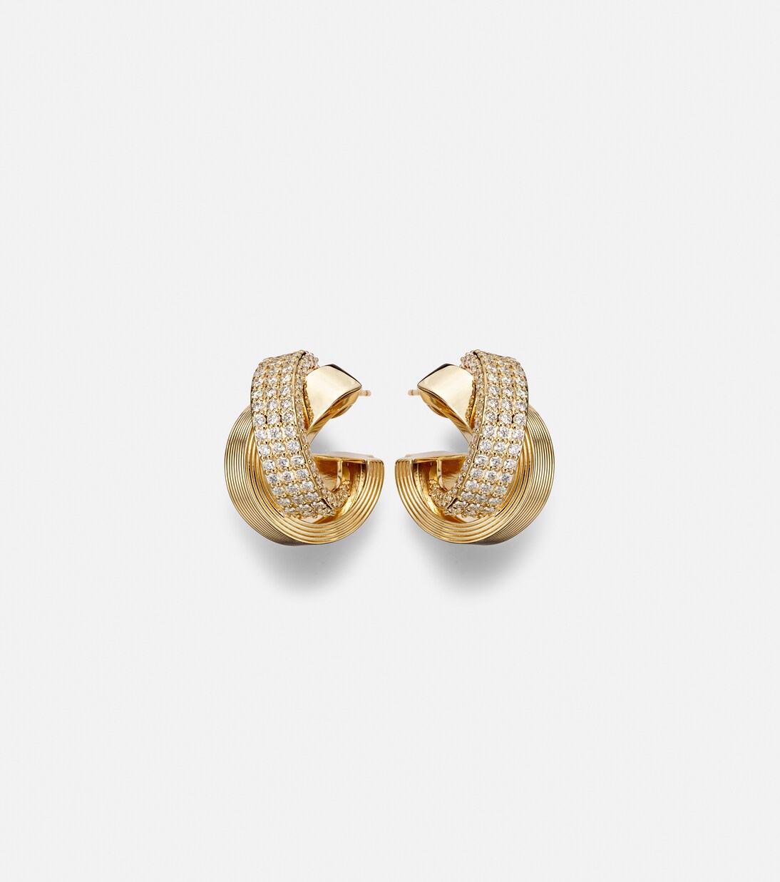 Tri-Link 14kt gold hoop earrings with diamonds | Sydney Evan