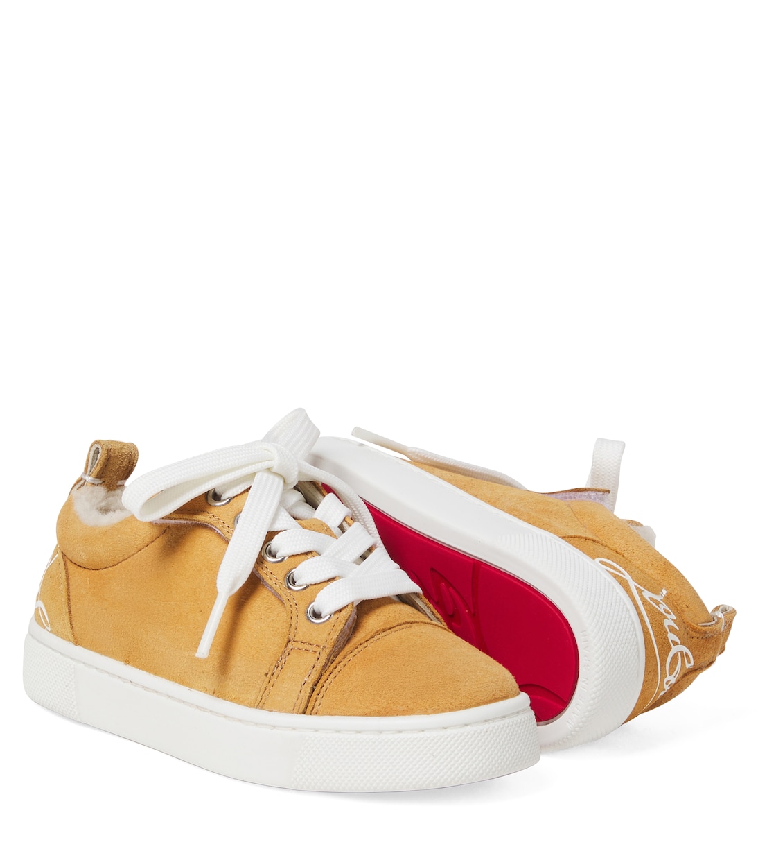Funnyto shearling-lined suede sneakers | Christian Louboutin Kids