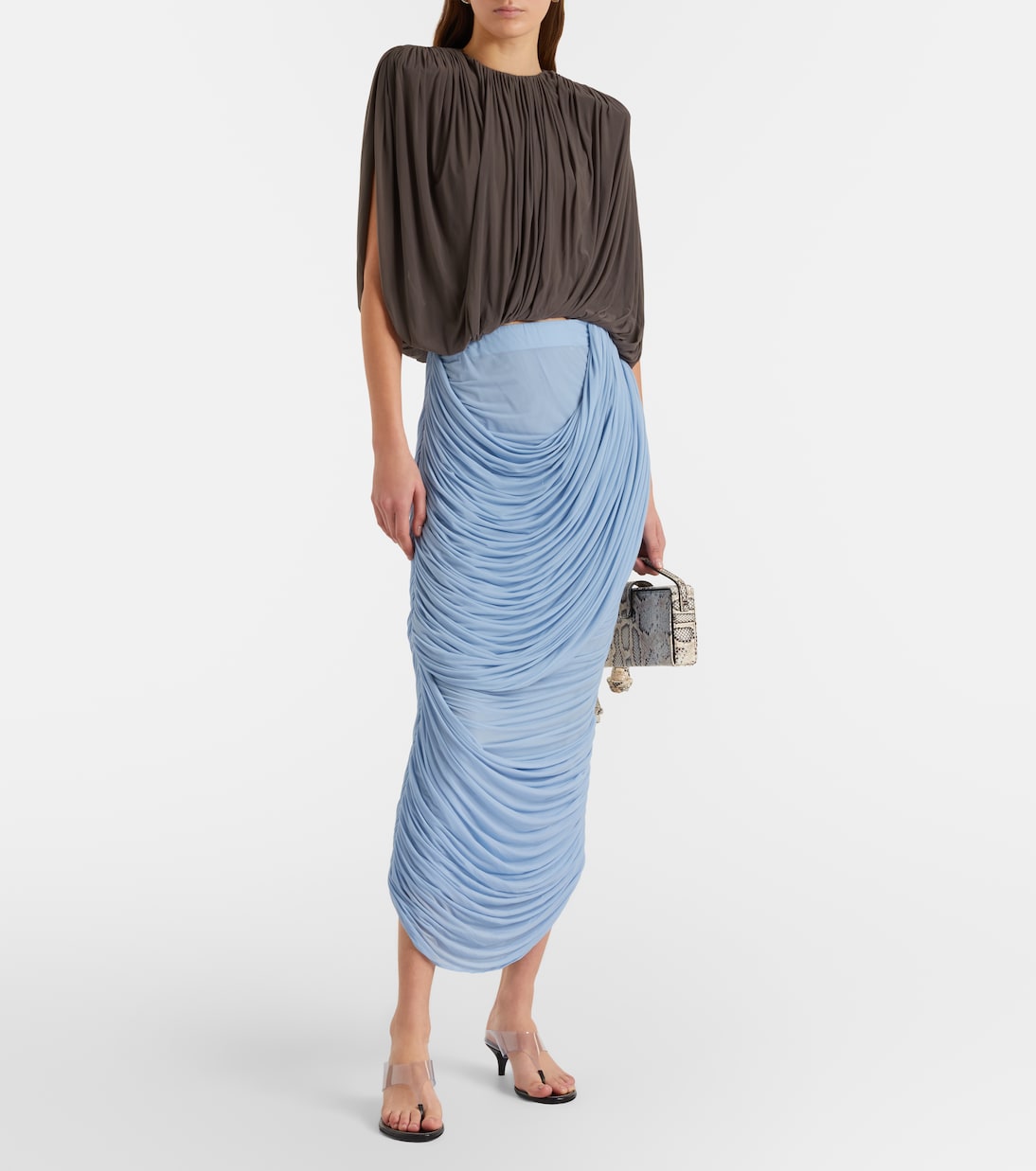 Draped ruched jersey midi skirt | Magda Butrym