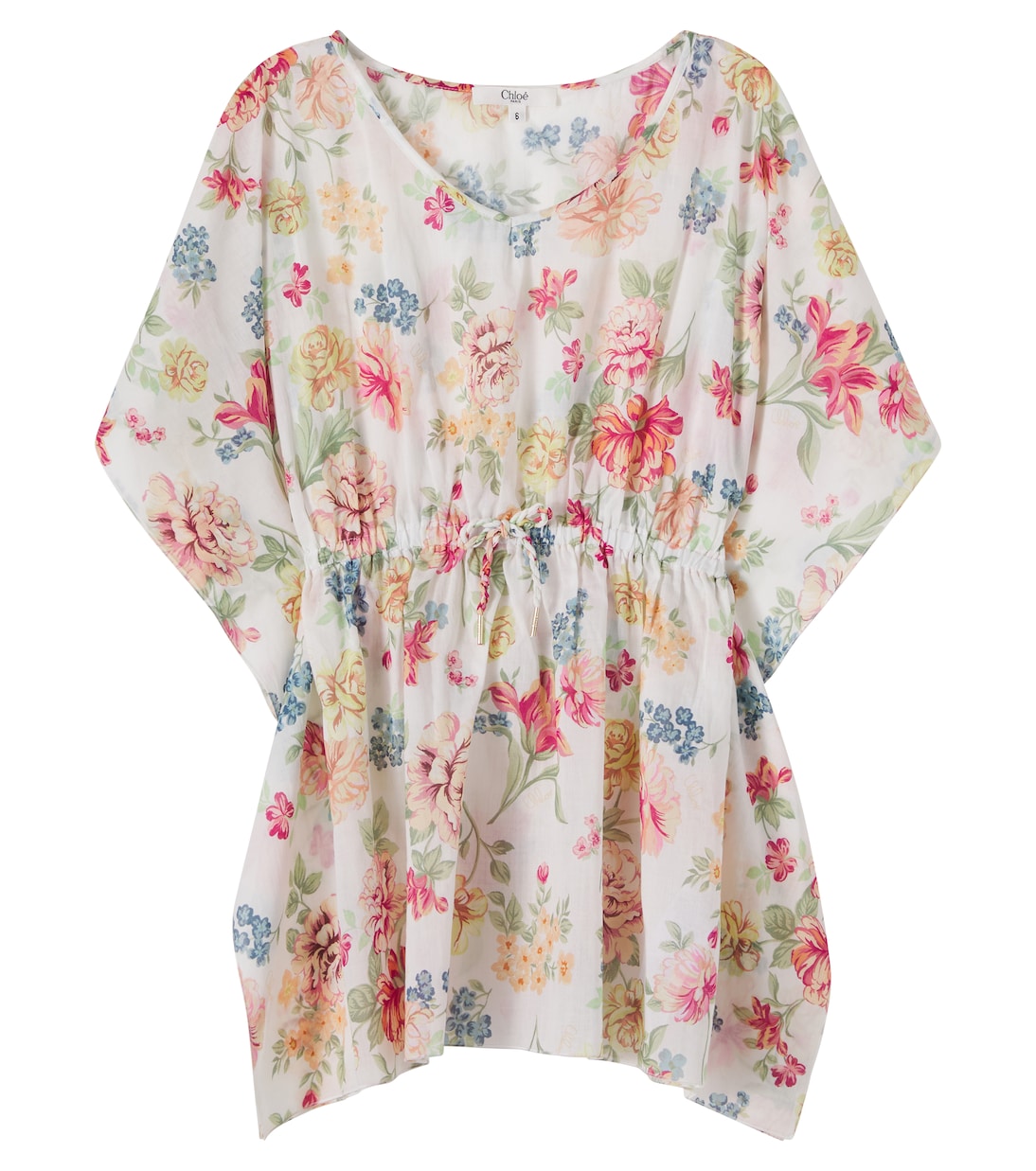 Floral drawstring cotton dress | Chloé Kids
