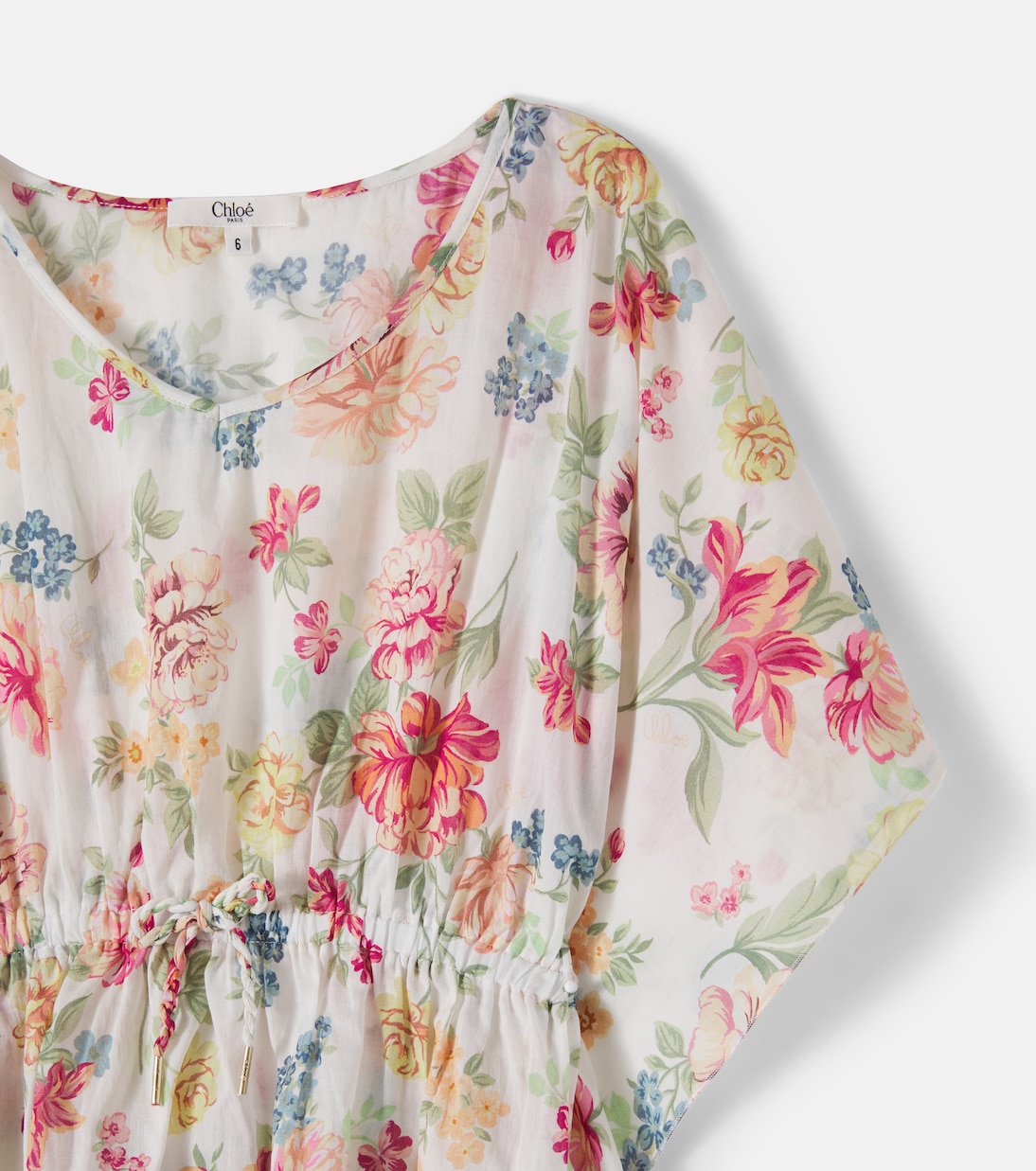 Floral drawstring cotton dress | Chloé Kids