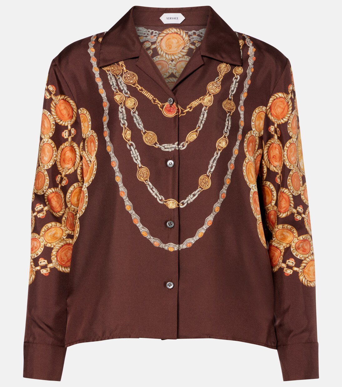 Printed cropped silk twill shirt | Versace