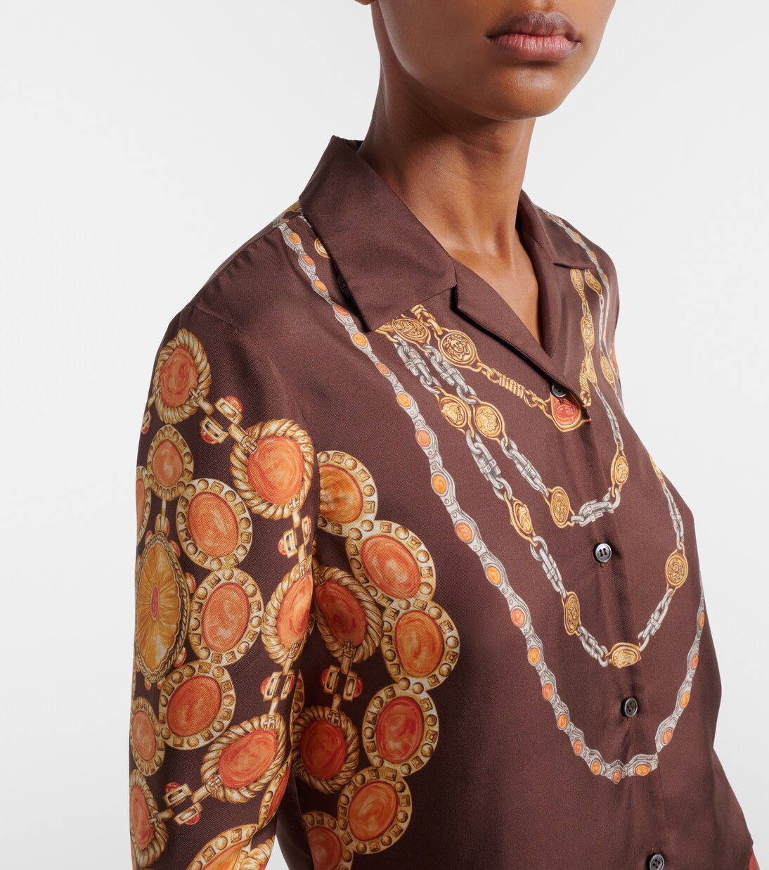 Printed cropped silk twill shirt | Versace