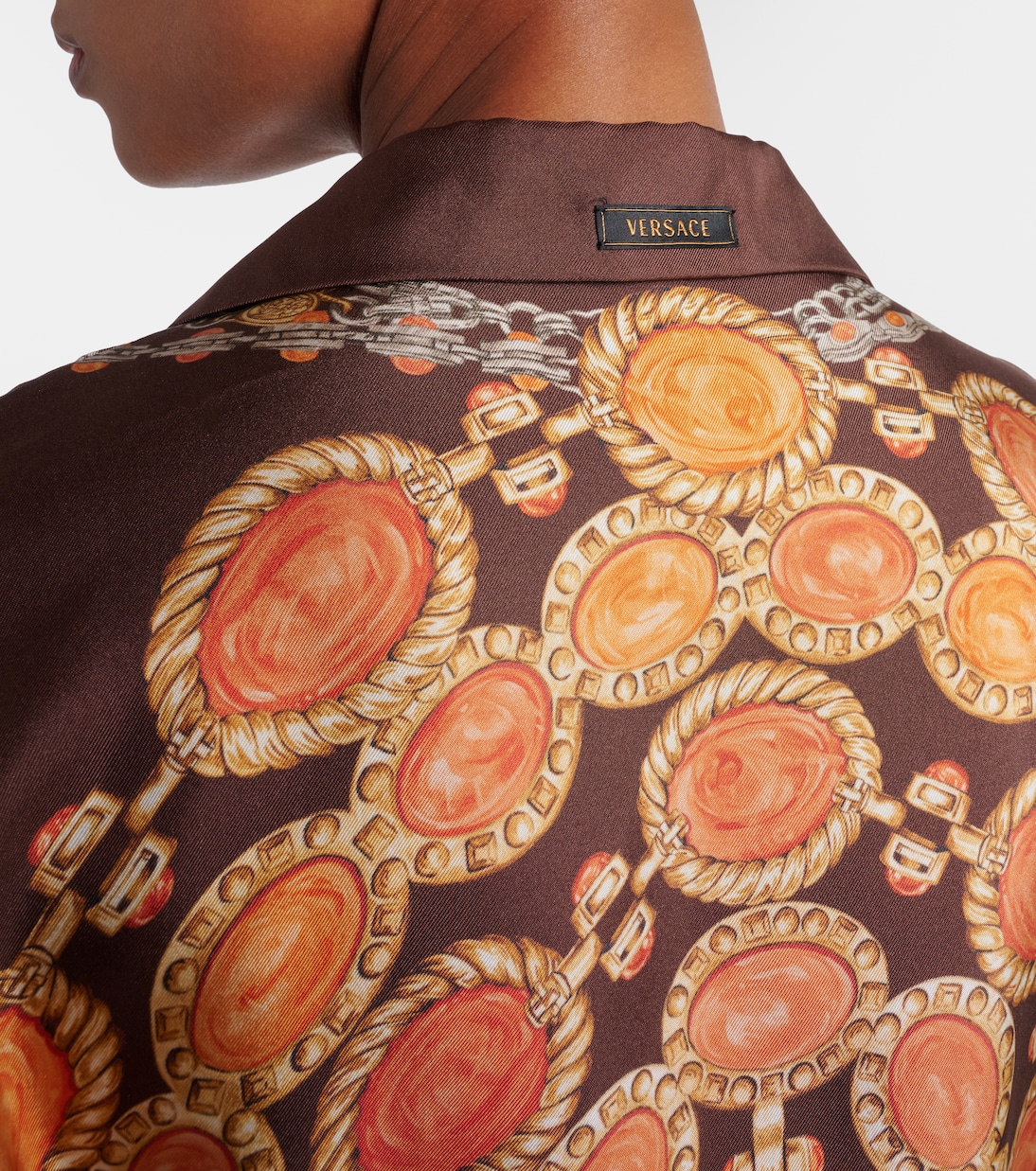 Printed cropped silk twill shirt | Versace