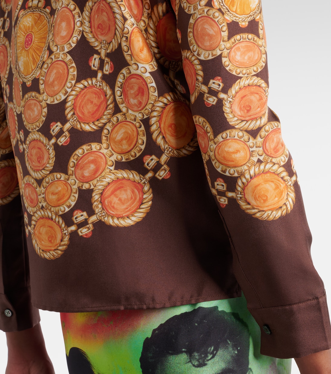 Printed cropped silk twill shirt | Versace