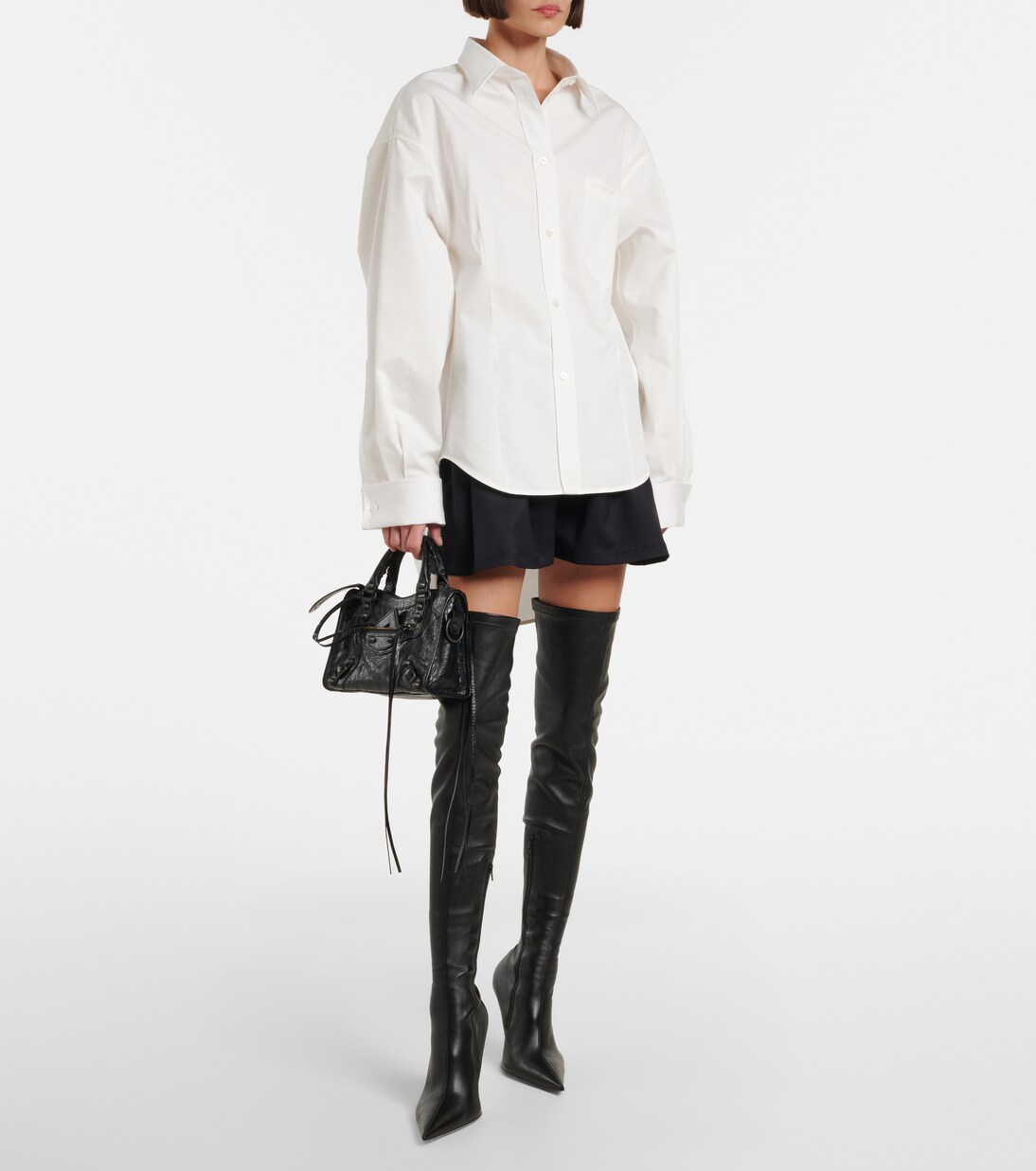 Asymmetric cotton and silk poplin shirt | Balenciaga