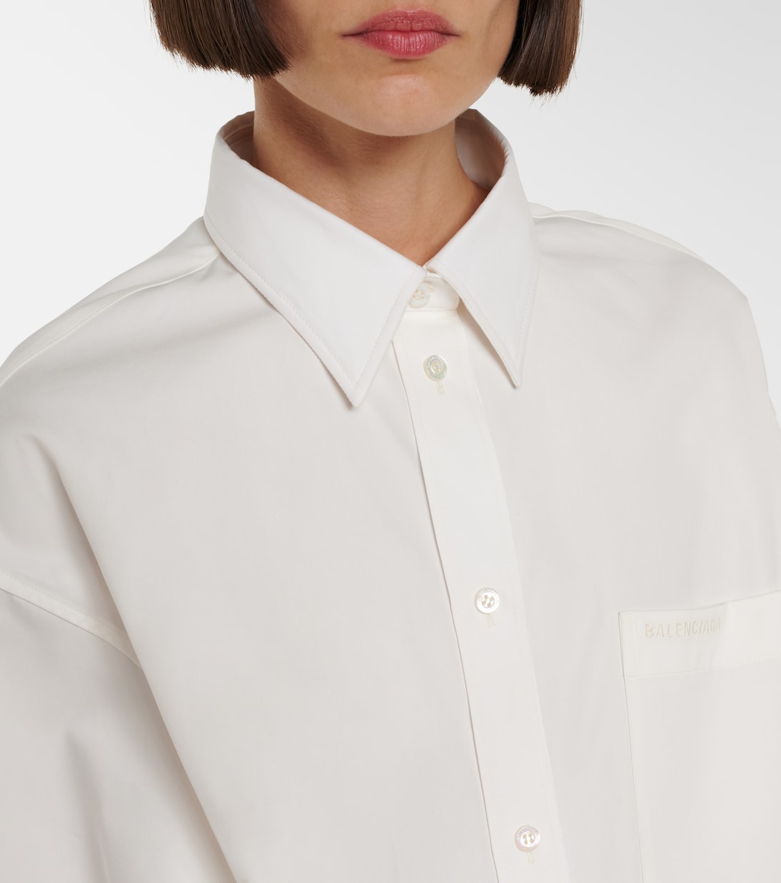 Asymmetric cotton and silk poplin shirt | Balenciaga