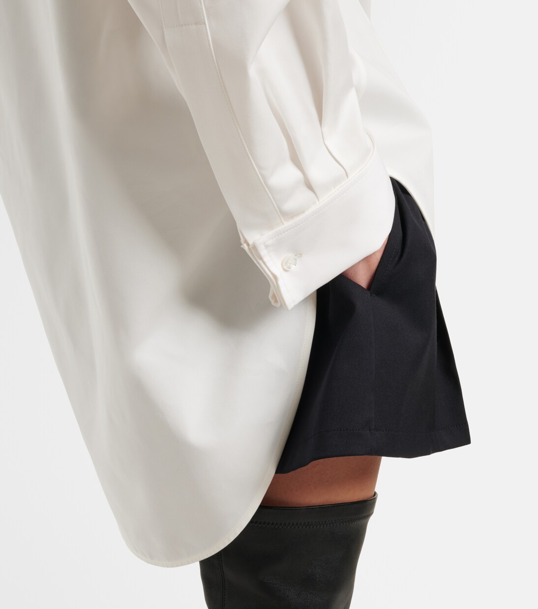 Asymmetric cotton and silk poplin shirt | Balenciaga
