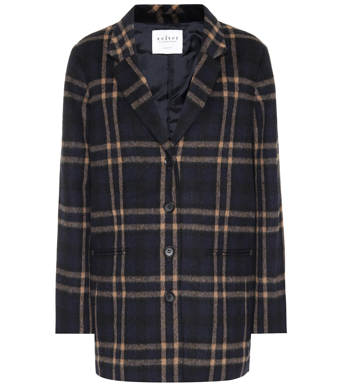 Jasmann plaid wool-blend coat | Velvet