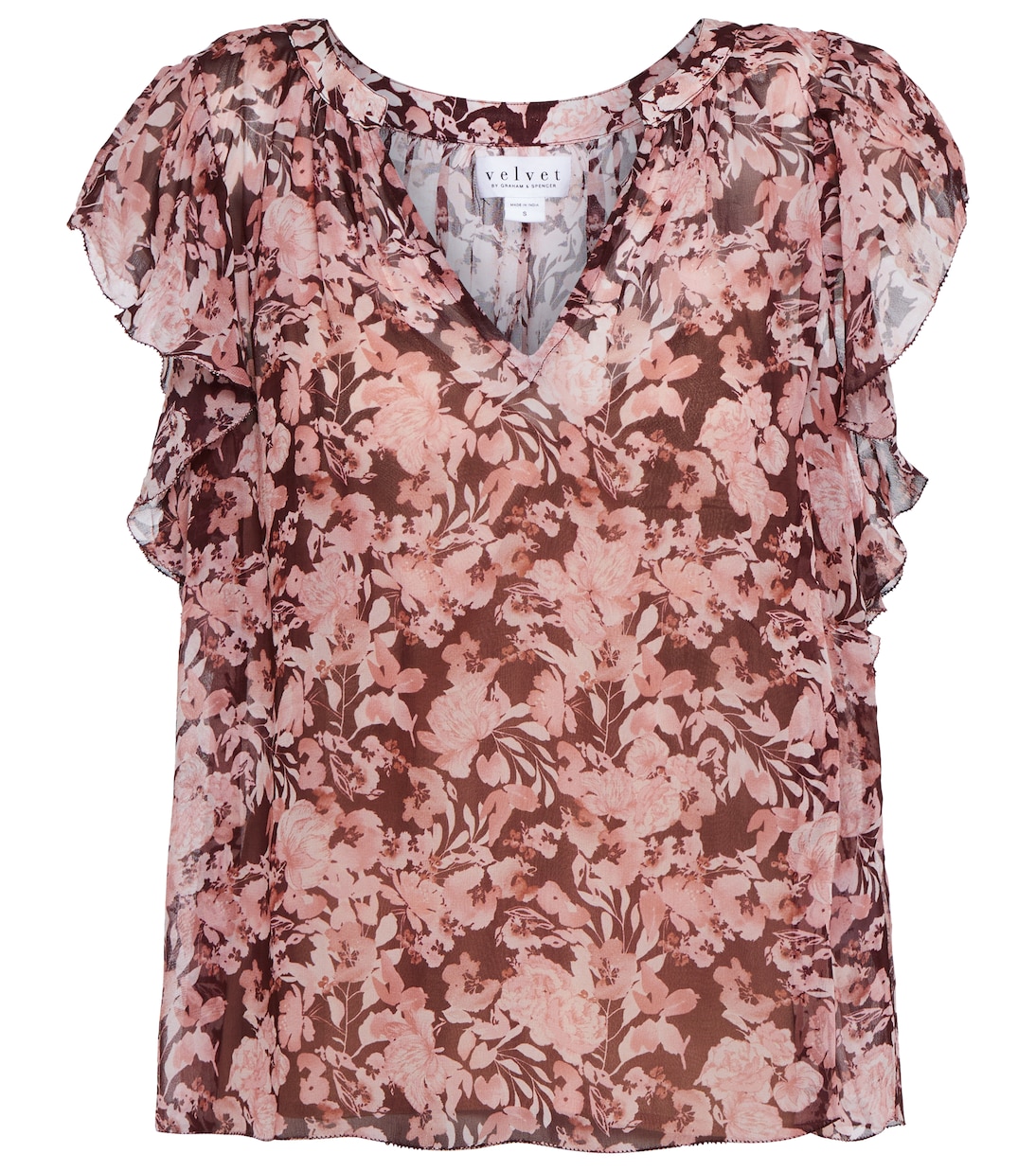 Ruffled floral blouse | Velvet
