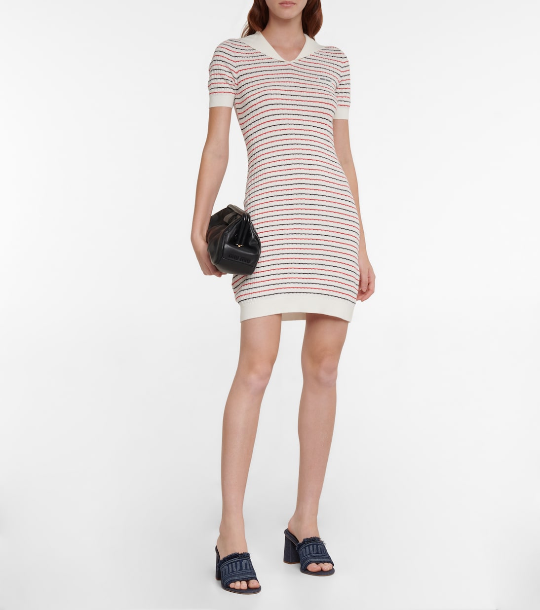Miniabito in cotone a righe | Miu Miu