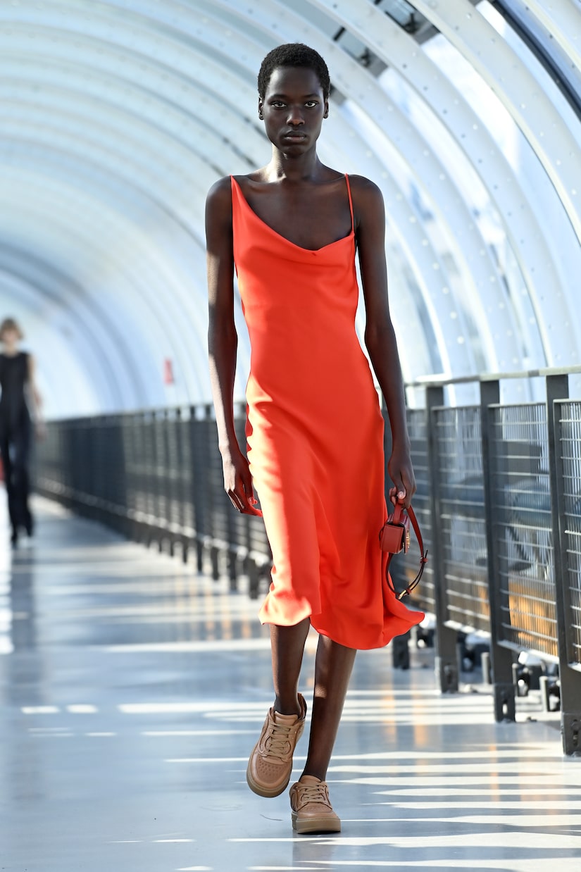 Asymmetric cowl-neck slip dress | Stella McCartney