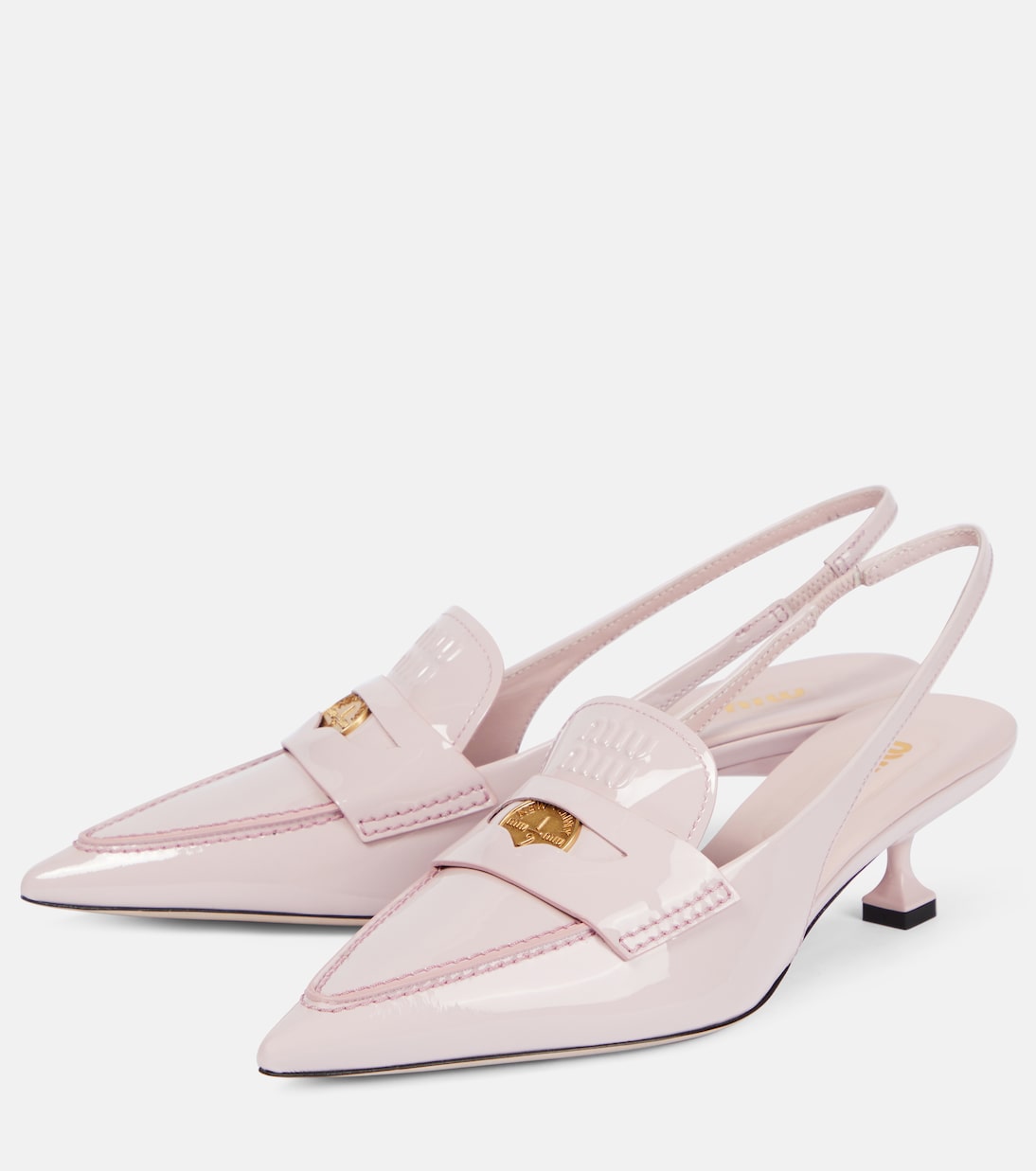Mocassini slingback in vernice | Miu Miu