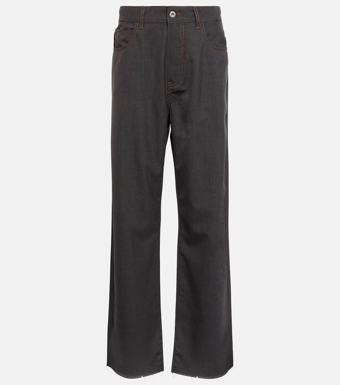 Pantaloni regular in lana a vita media | Miu Miu