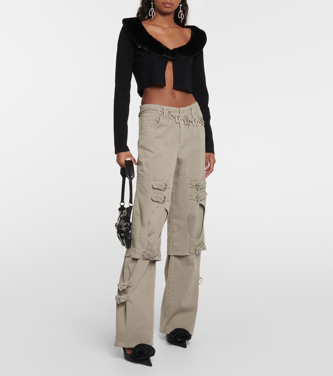 Cutout mid-rise boyfriend jeans | Blumarine