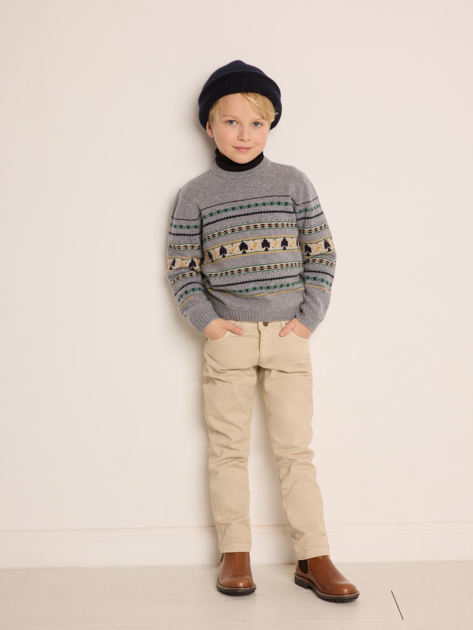 Pull Branco en jacquard de laine | Bonpoint