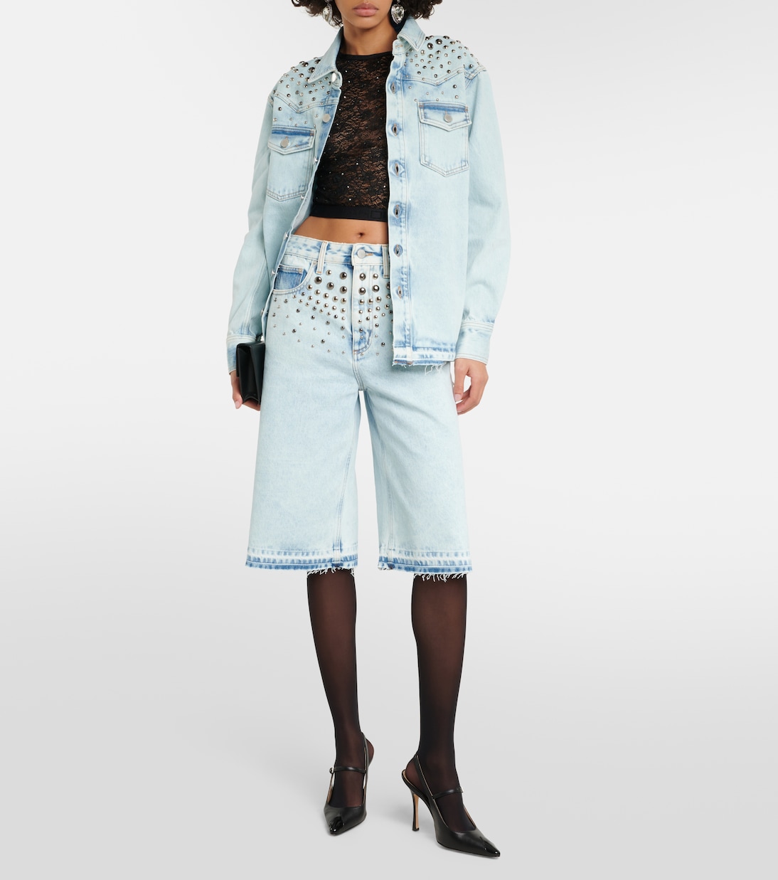 Verzierte Bermuda-Shorts aus Denim | Alessandra Rich