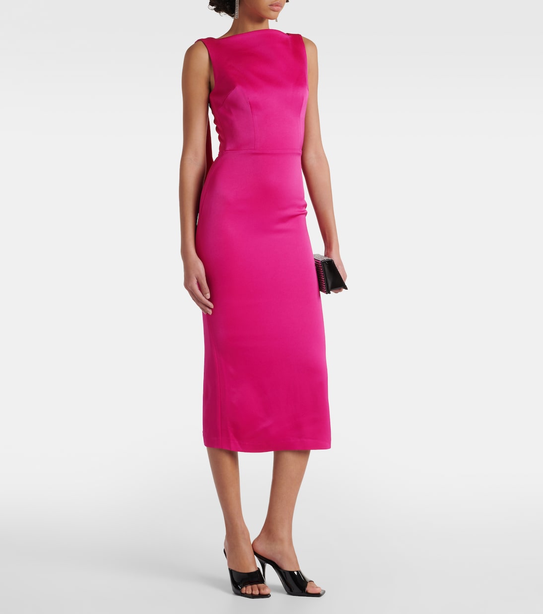 Draped satin crêpe midi dress | Alex Perry