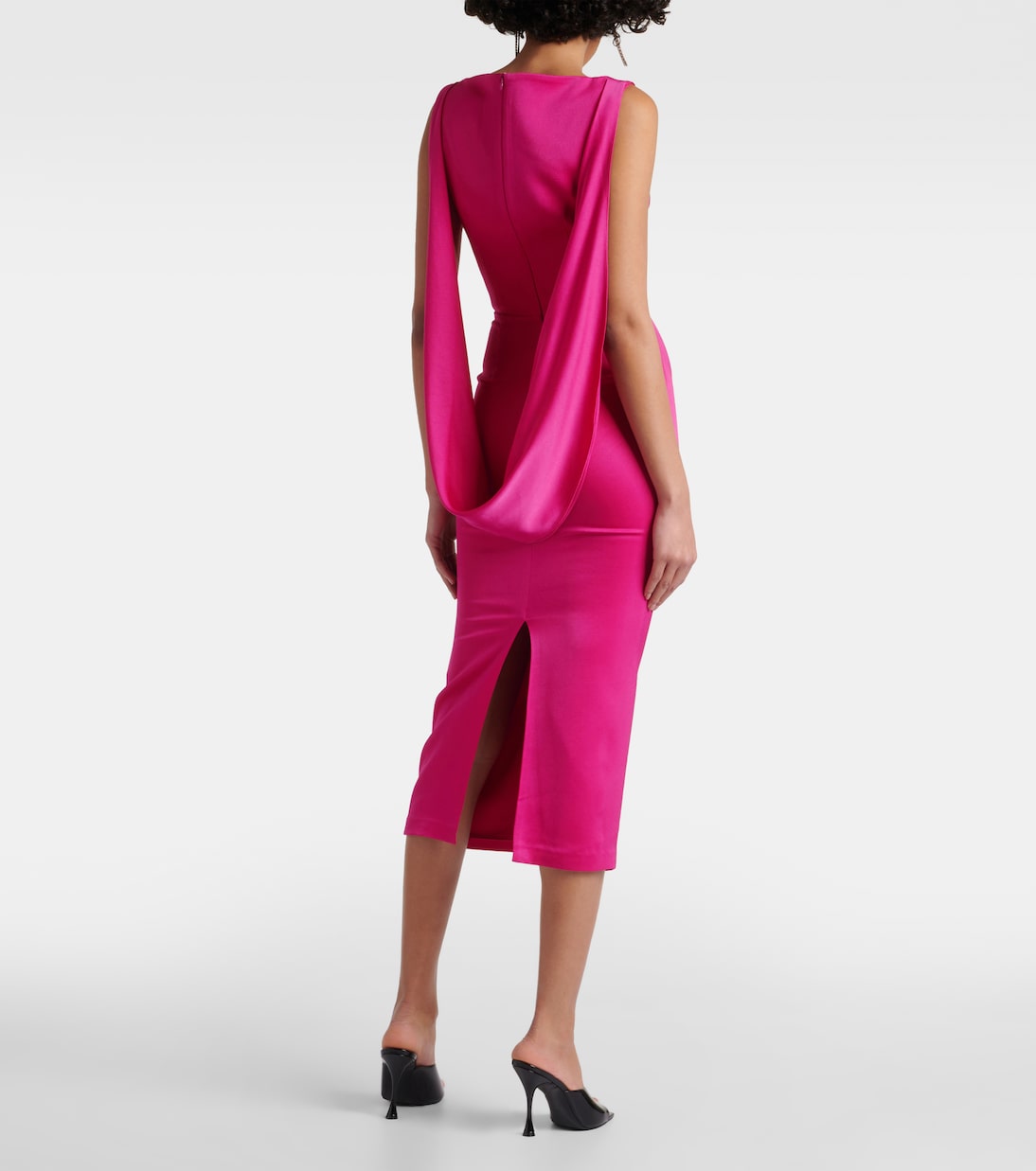 Draped satin crêpe midi dress | Alex Perry