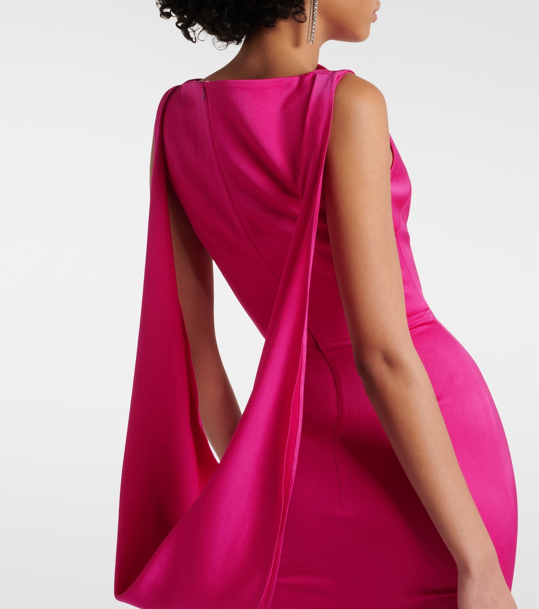 Draped satin crêpe midi dress | Alex Perry