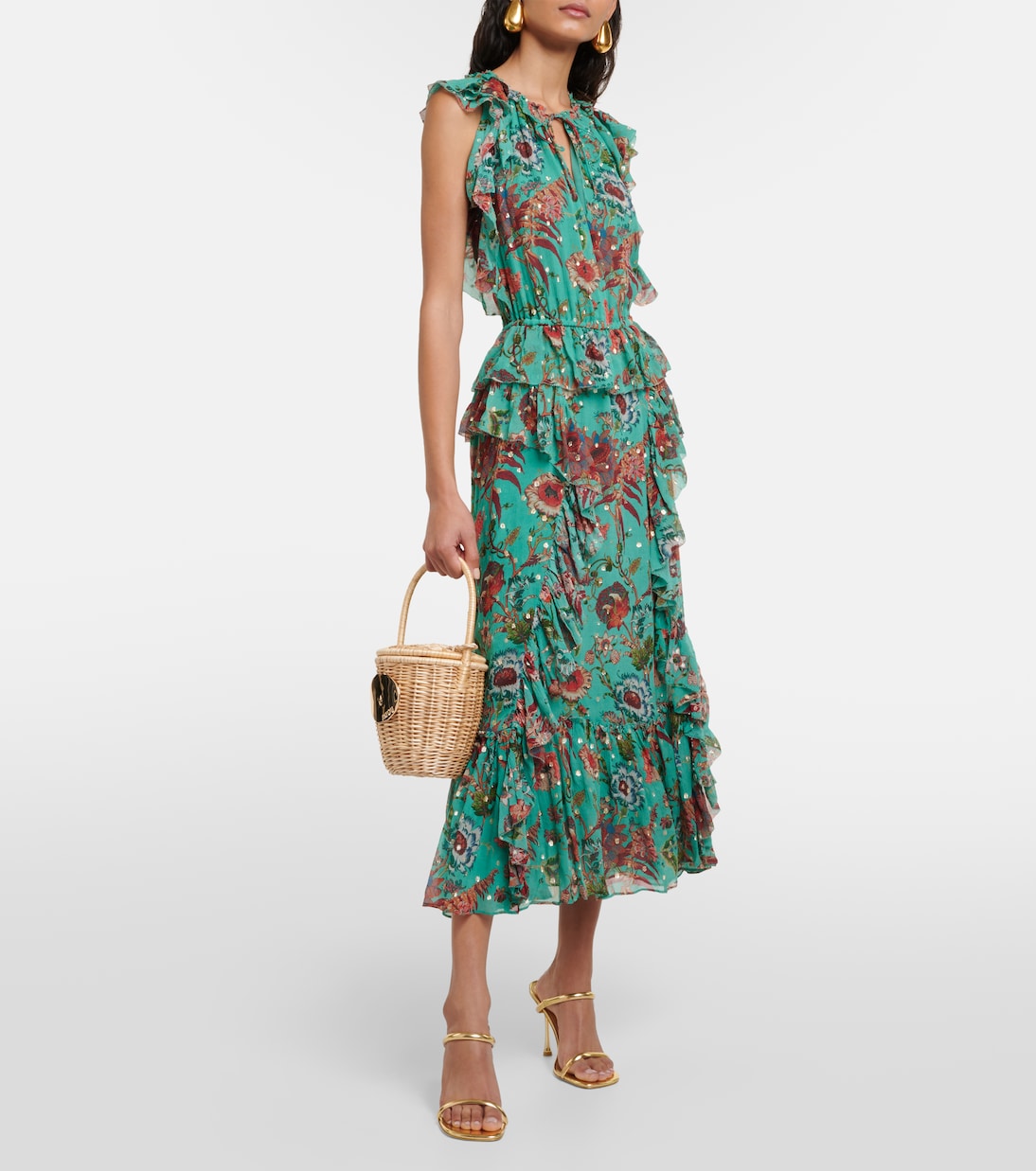 Vestido midi Adrienne de chifón de seda | Ulla Johnson