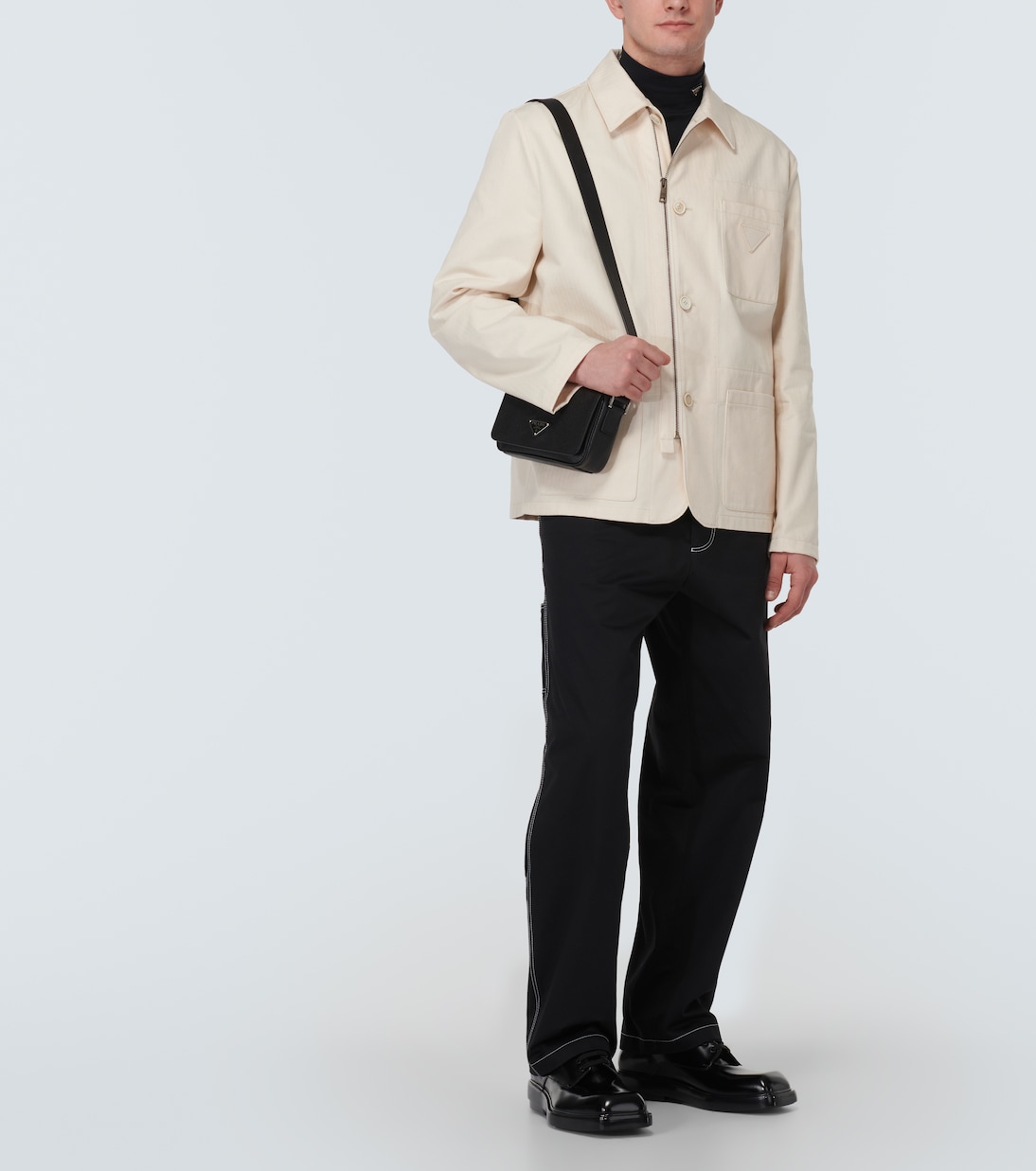Sac en cuir Saffiano à logo | Prada