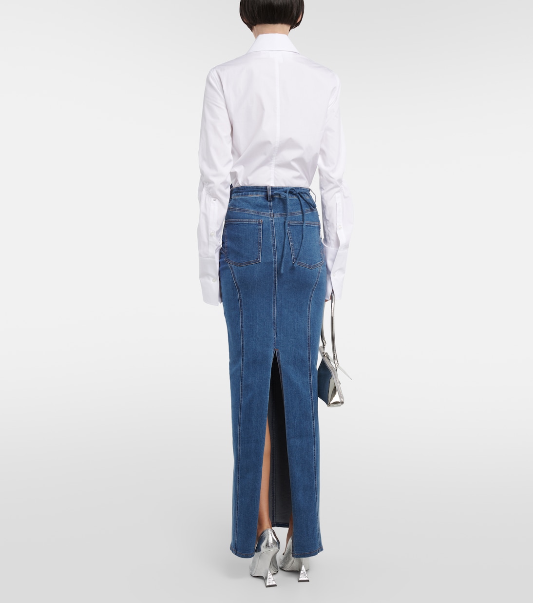 Floral-appliqué denim maxi skirt | Rotate