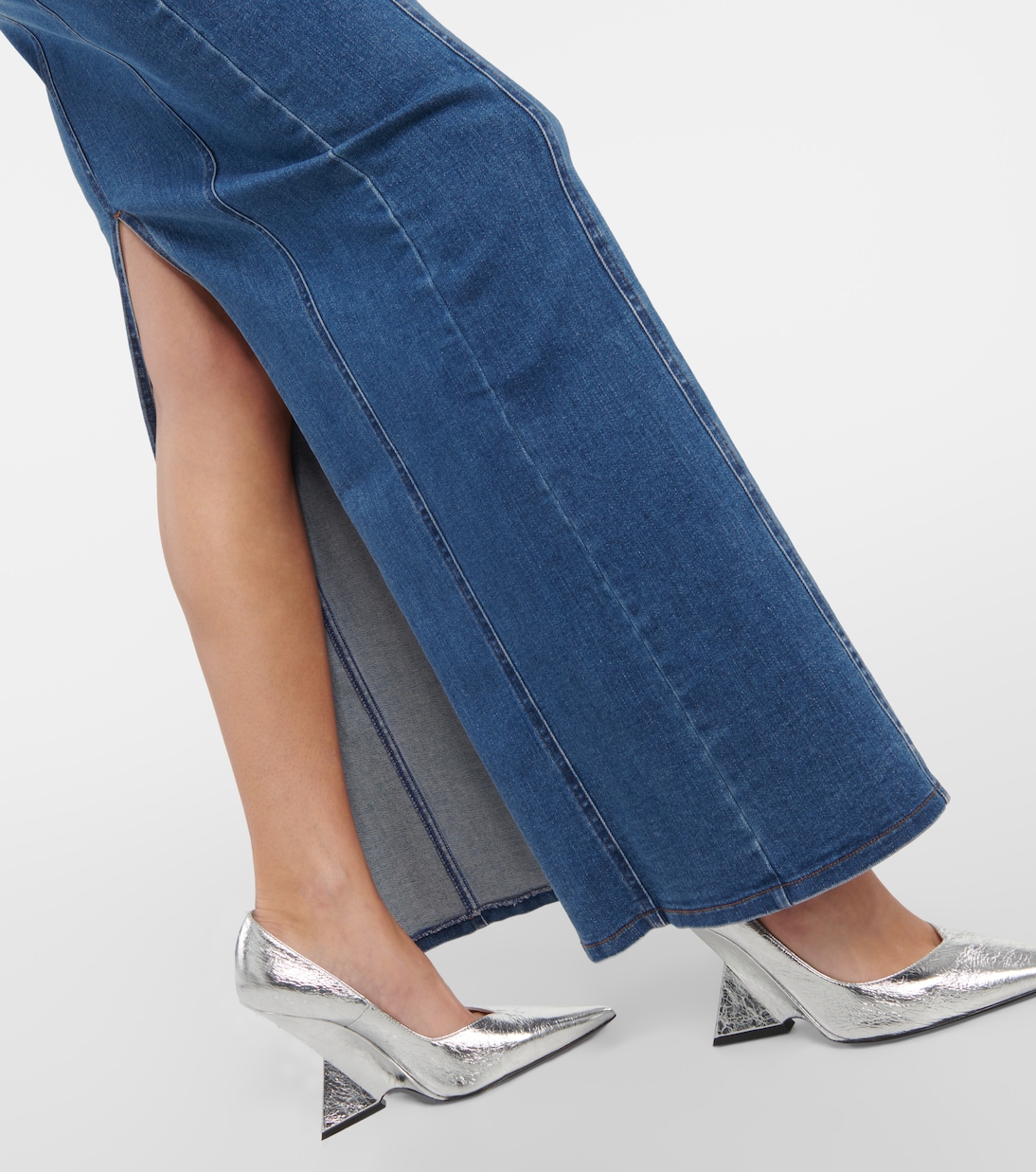 Floral-appliqué denim maxi skirt | Rotate