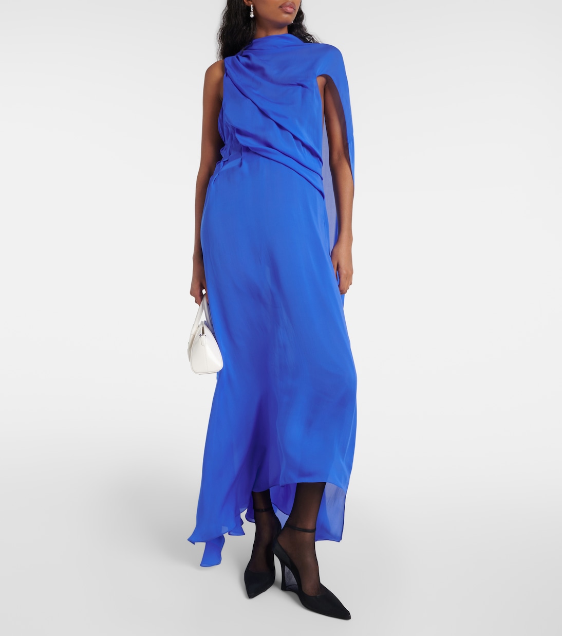 Abito lungo asimmetrico in raso di seta  | Givenchy