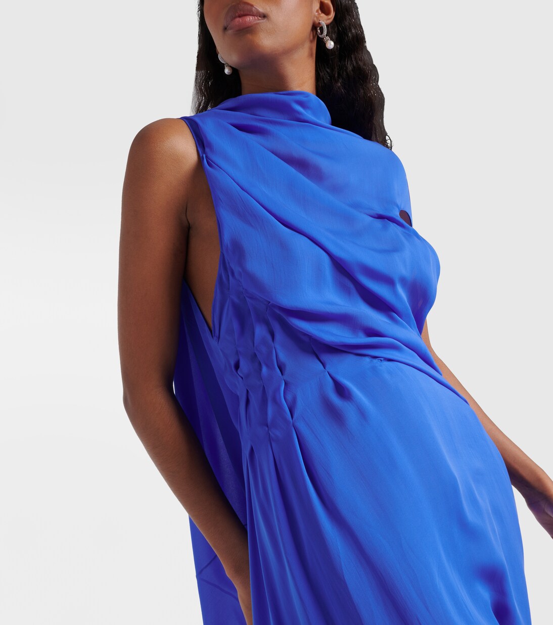 Abito lungo asimmetrico in raso di seta  | Givenchy