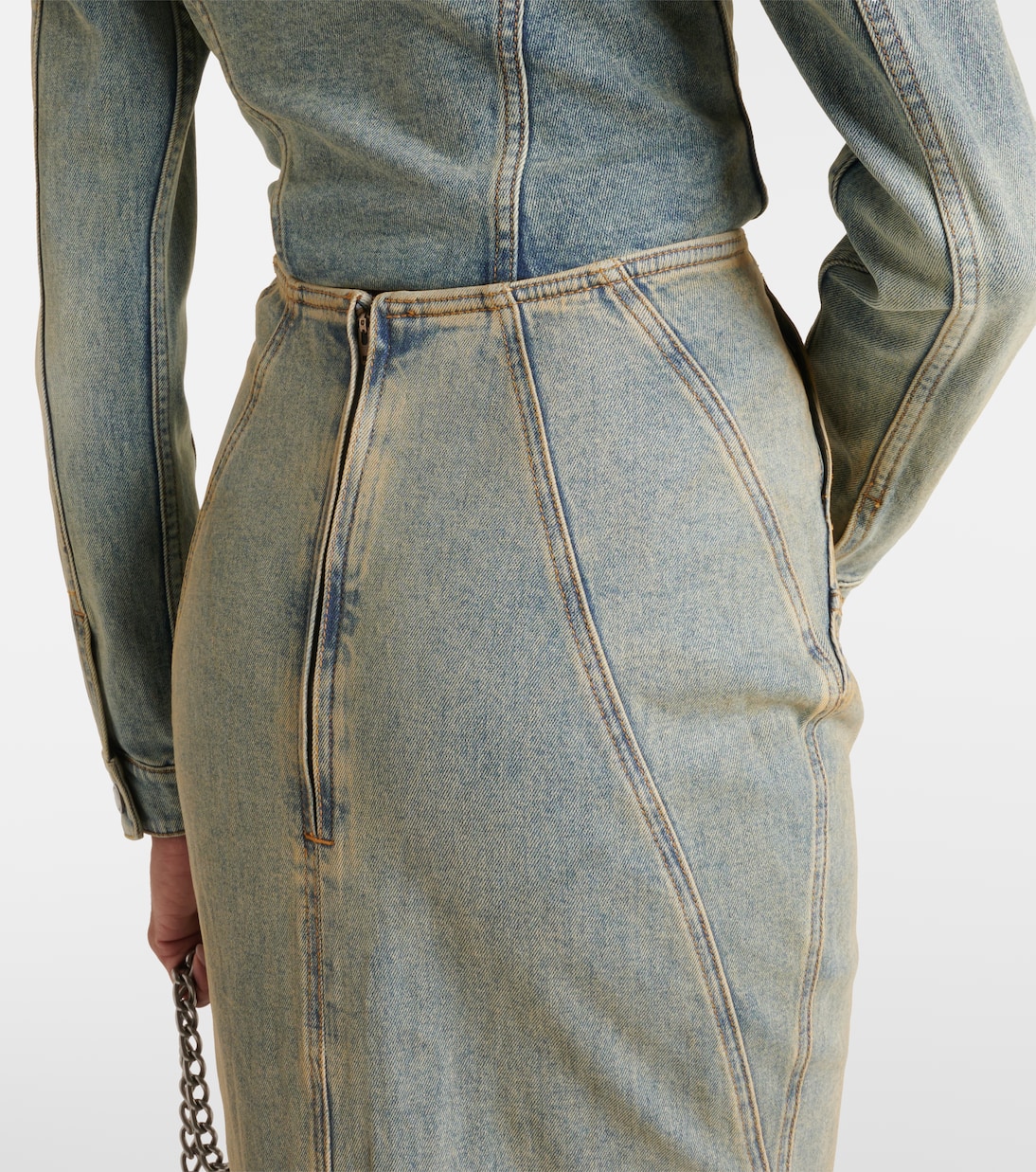 Jupe longue Caudal Fin en jean | Entire Studios
