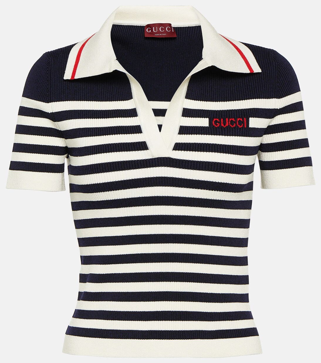 Polo in misto cotone a righe con logo in Bianco Gucci Mytheresa