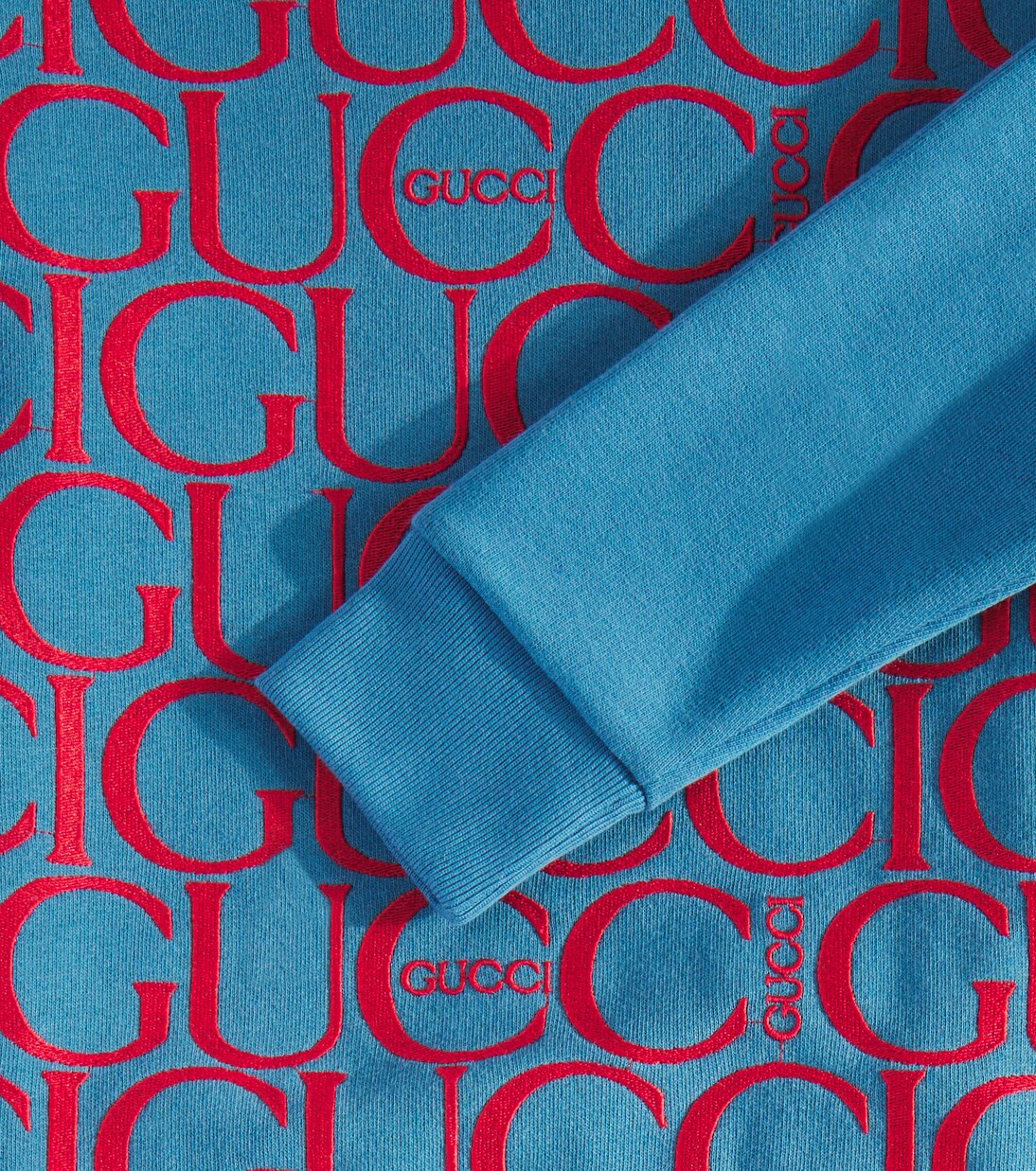 Logo cotton sweater in blue Gucci Kids Mytheresa