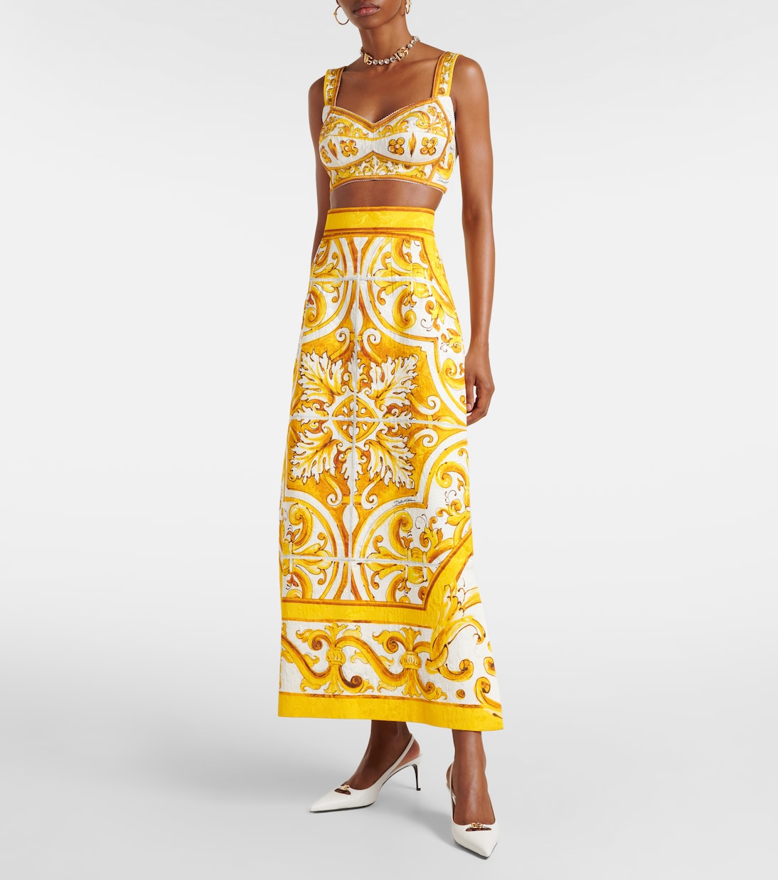 Jupe midi Majolica en brocart | Dolce&Gabbana