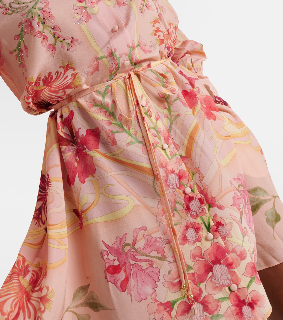 Verziertes Hemdblusenkleid aus Seide | Camilla