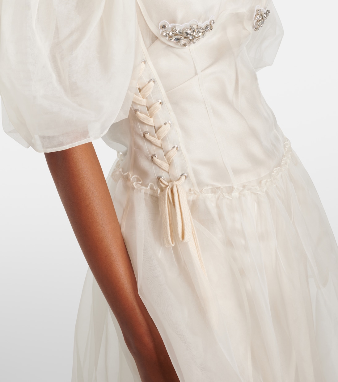 Abito bustier lungo in seta con cristalli | Simone Rocha