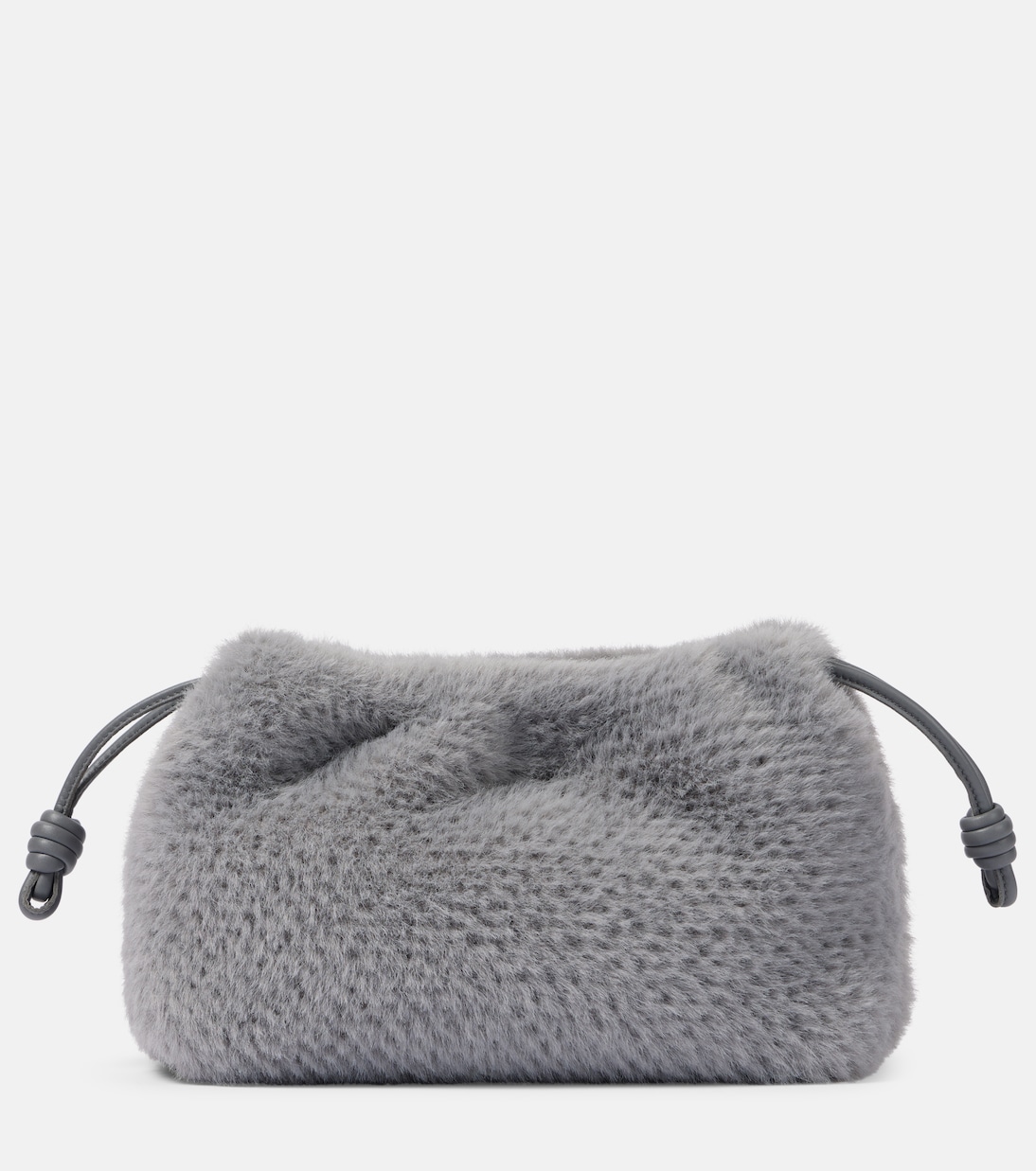 Grey fluffy clutch bag shop