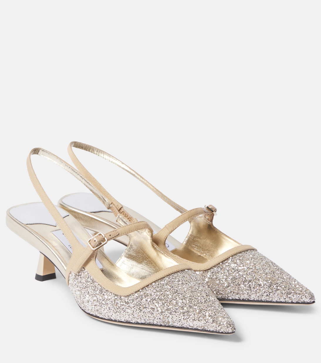 Didi 45 glitter slingback pumps in beige Jimmy Choo Mytheresa