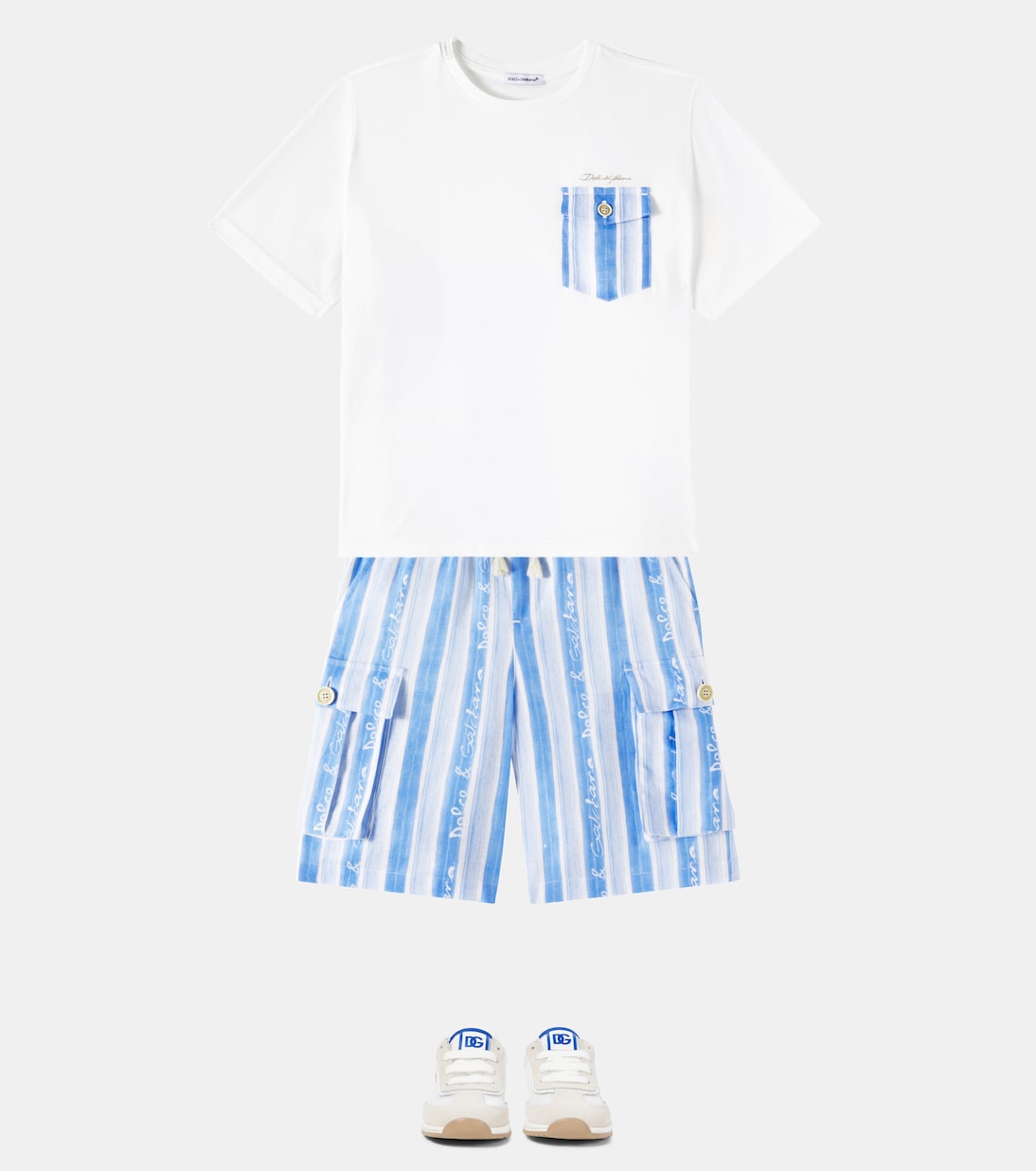 Short cargo rayé en lin | Dolce&Gabbana Kids