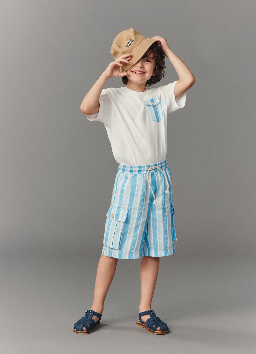 Short cargo rayé en lin | Dolce&Gabbana Kids